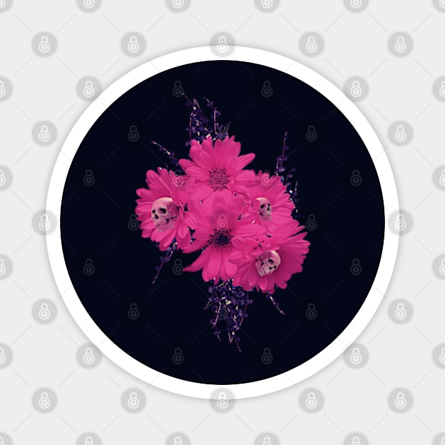 Skull flower pink Magnet by Frajtgorski